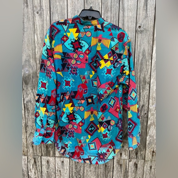 Brush popper Vintage Aztec Southwestern Tribal Western Men’s Women’s Button Up - Picture 7 of 13